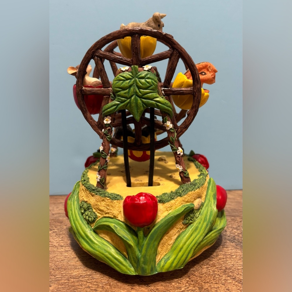 Fitz & Floyd Tulip Ferris Wheel teeny Tiny Tails Animal Music Box 1998 Excellent